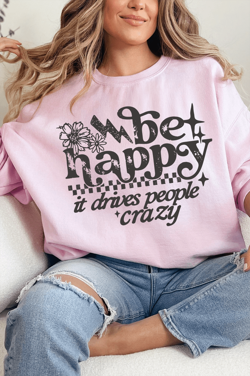 Black Be Happy Heavy Blend Crew Sweatshirt product image 5