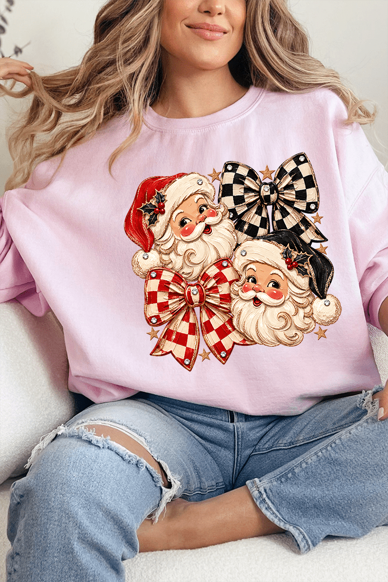 Merry Check Santa Heavy Blend Crew Sweatshirt product image 6