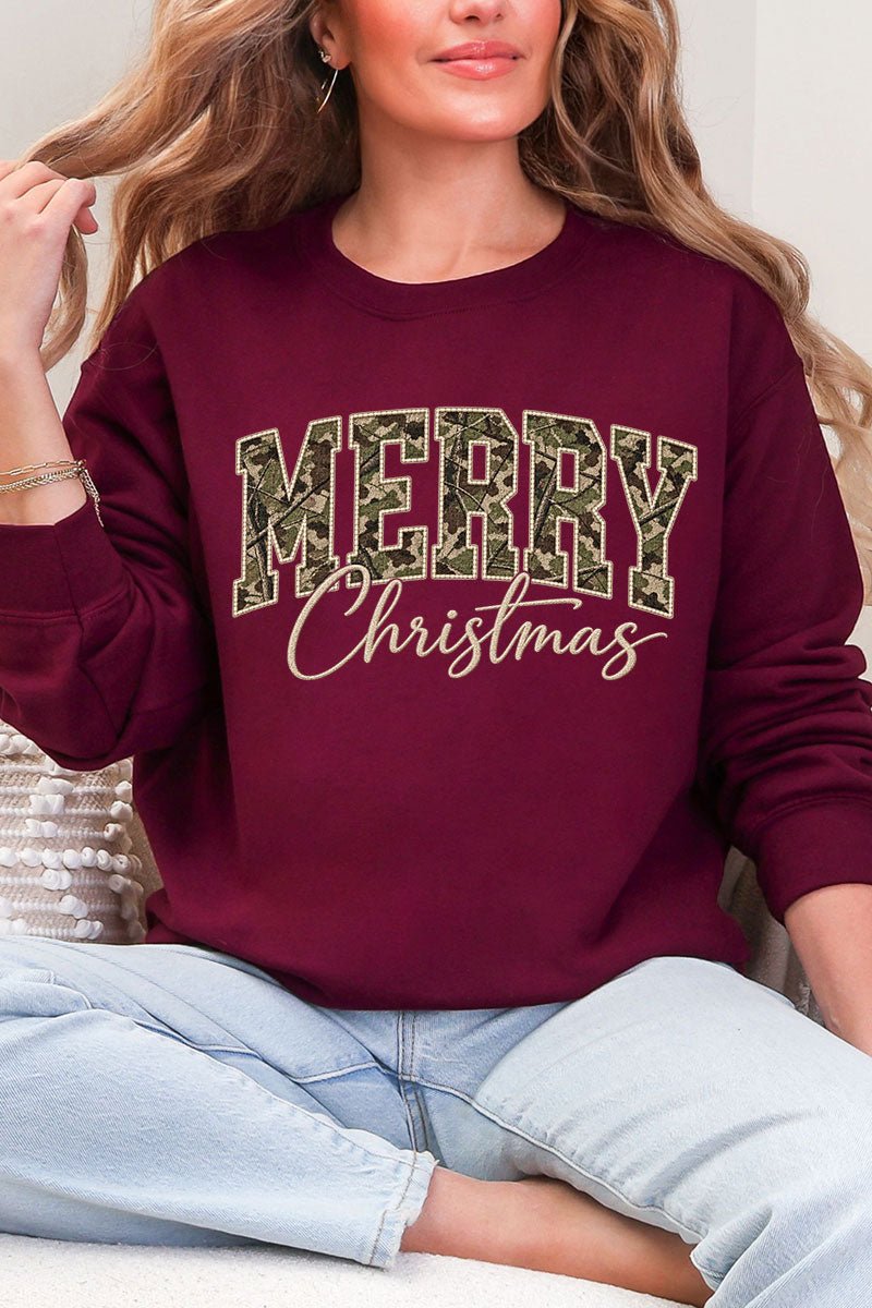Camo Merry Christmas Heavy Blend Crew Sweatshirt product image 7