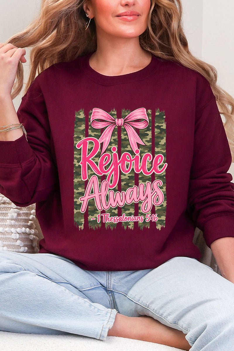 Rejoice Always Girly Camo Heavy Blend Crew Sweatshirt product image 10