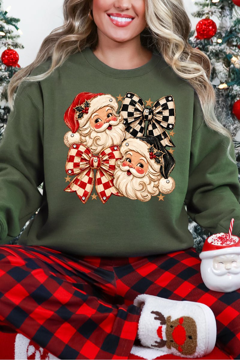 Merry Check Santa Heavy Blend Crew Sweatshirt product image 7