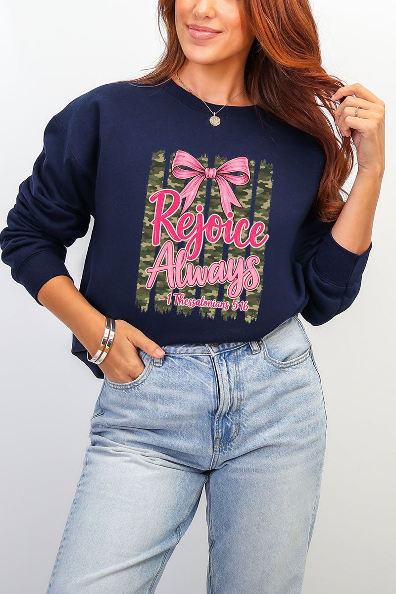 Rejoice Always Girly Camo Heavy Blend Crew Sweatshirt product image 11