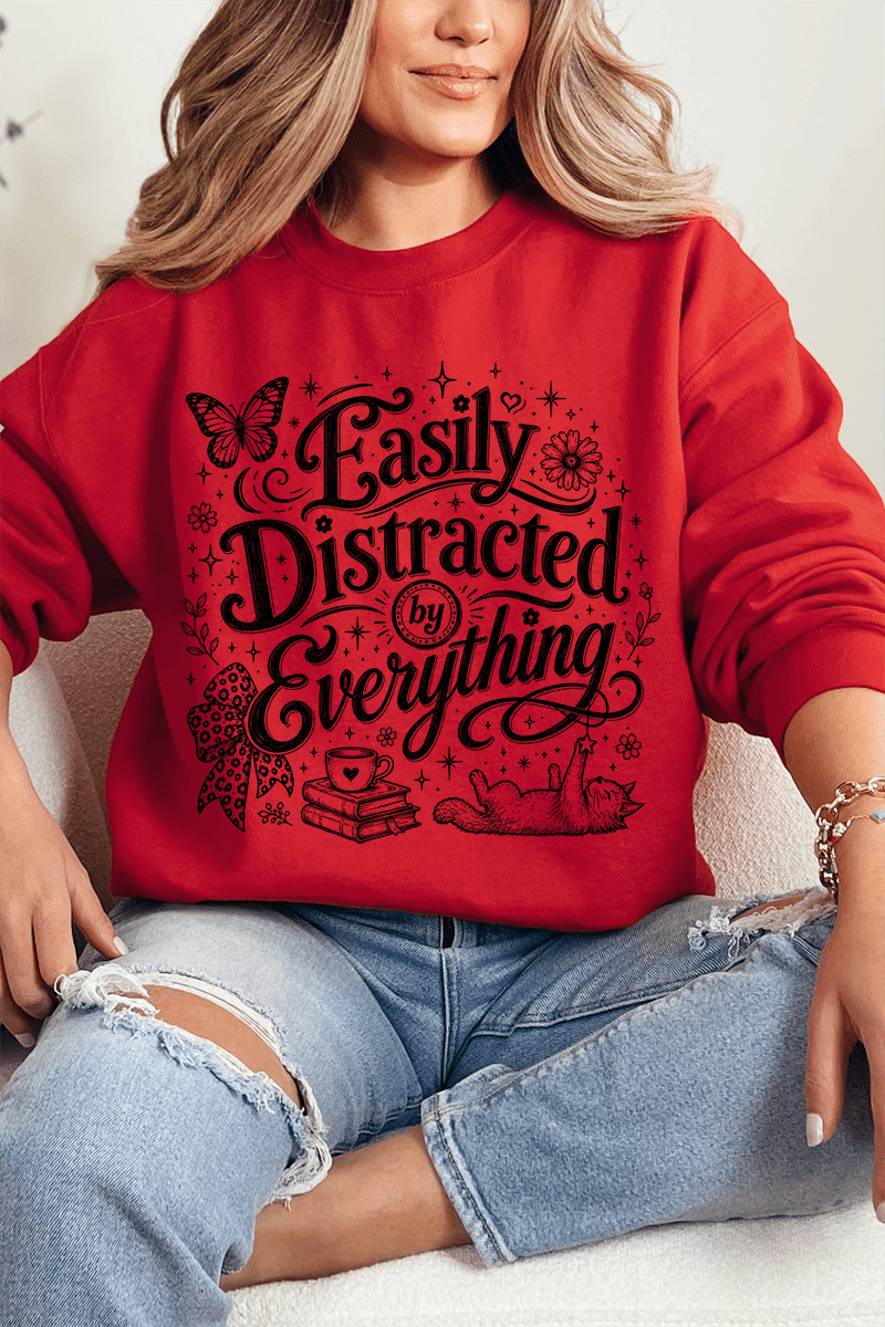 Black Easily Distracted By Everything Heavy Blend Crew product image 8