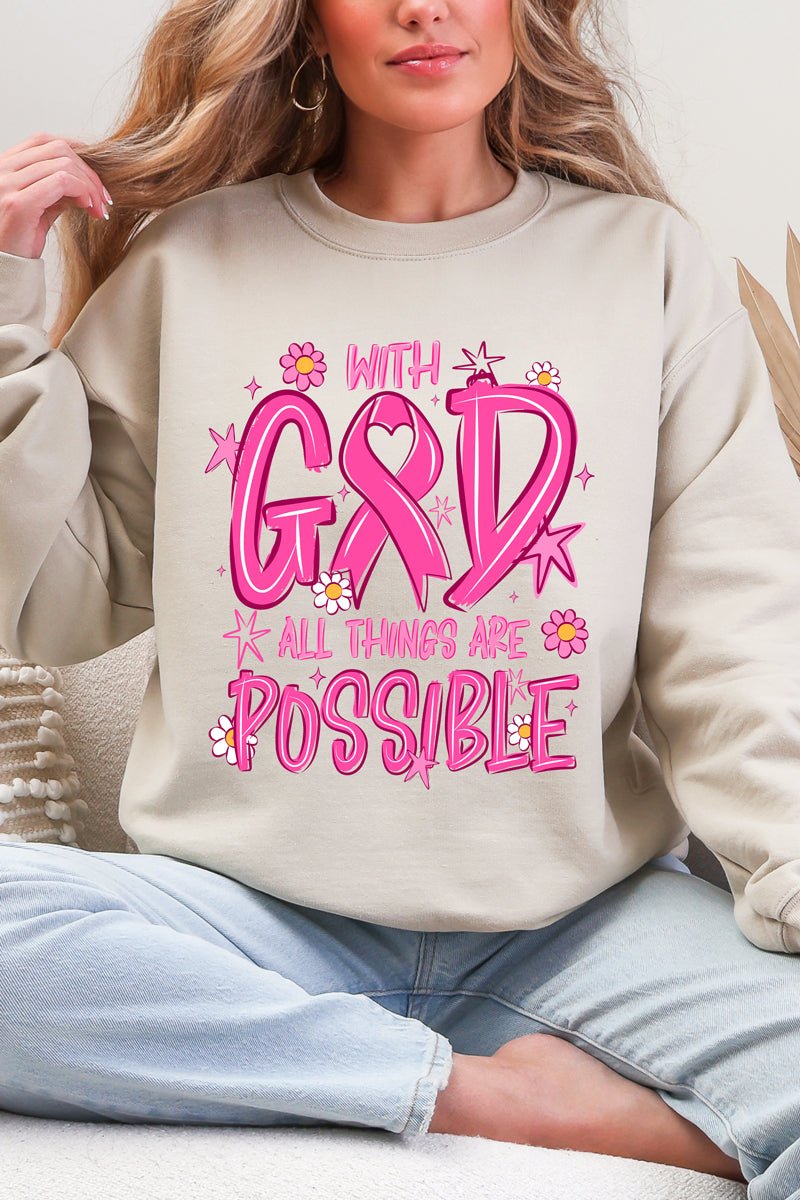 All Things Are Possible Pink Ribbon Heavy Blend Crew product image 6
