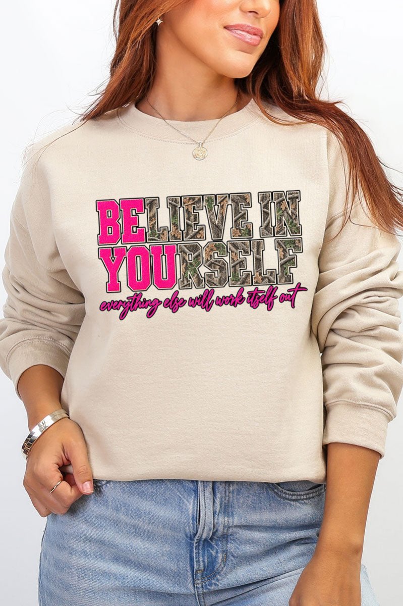 Believe In Yourself Pink Spark Heavy Blend Crew Sweatshirt product image 9