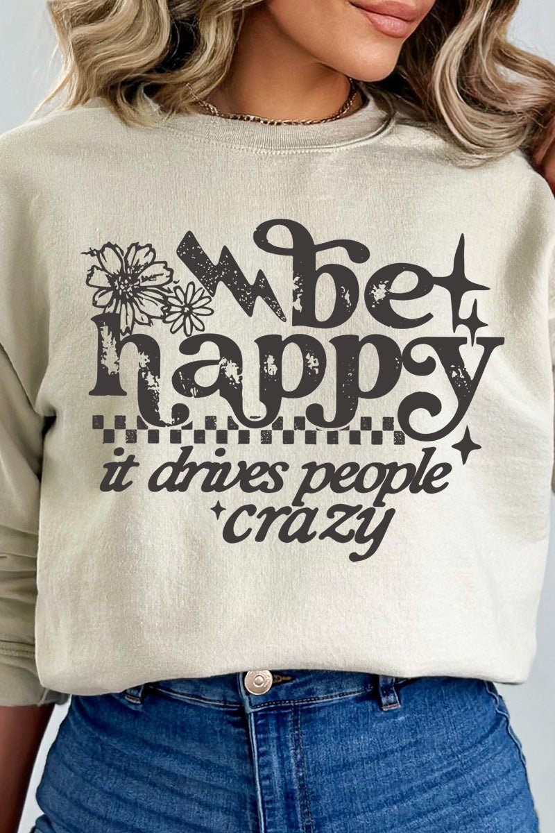 Black Be Happy Heavy Blend Crew Sweatshirt product image 6