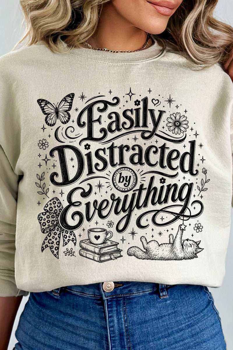 Black Easily Distracted By Everything Heavy Blend Crew product image 9