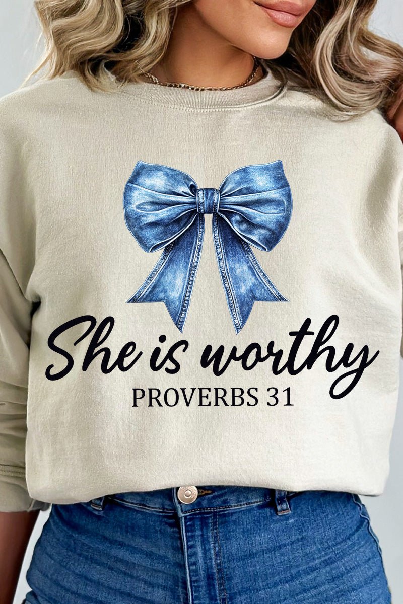 Blue Bow Worthy Heavy Blend Crew Sweatshirt product image 8