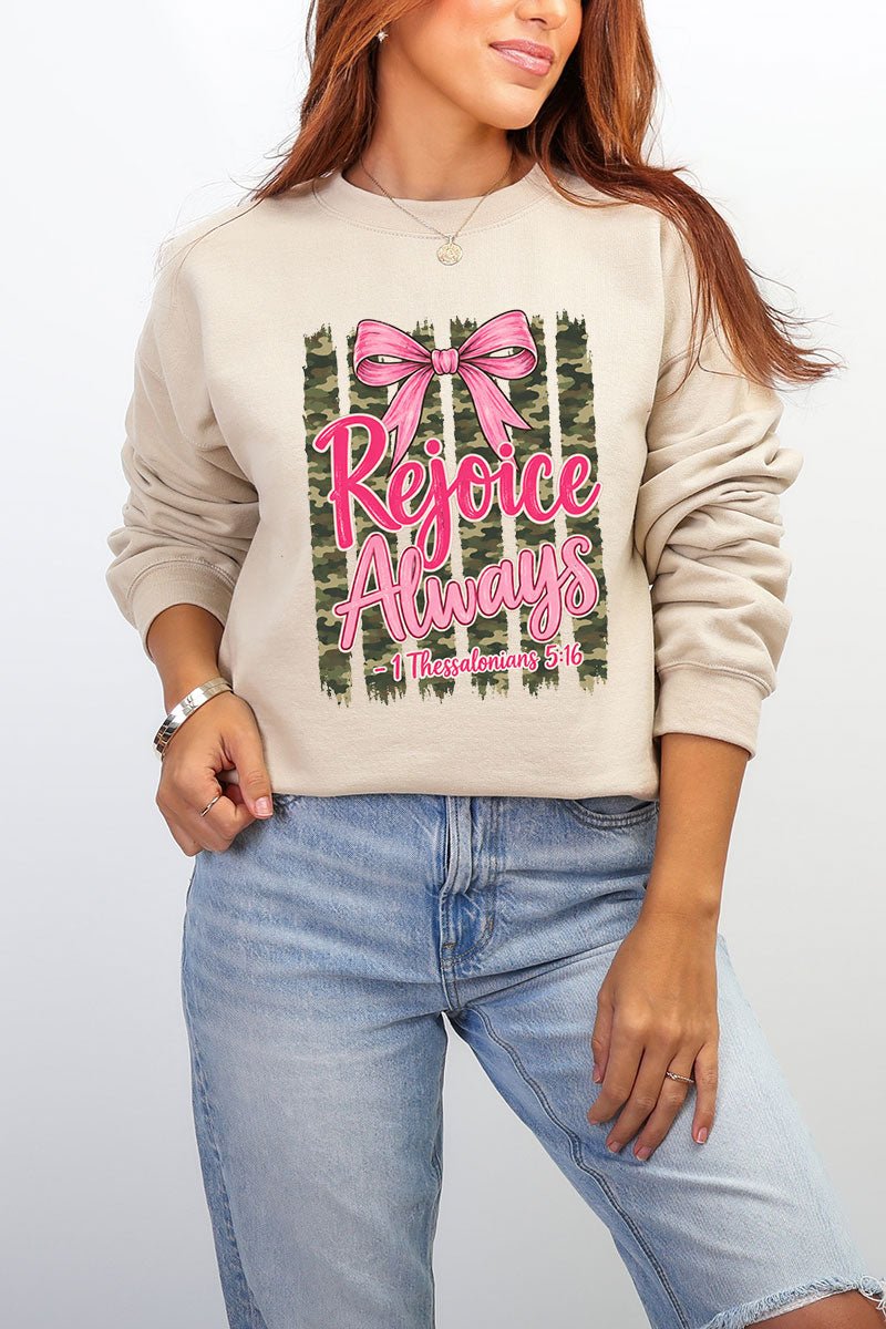 Rejoice Always Girly Camo Heavy Blend Crew Sweatshirt product image 12