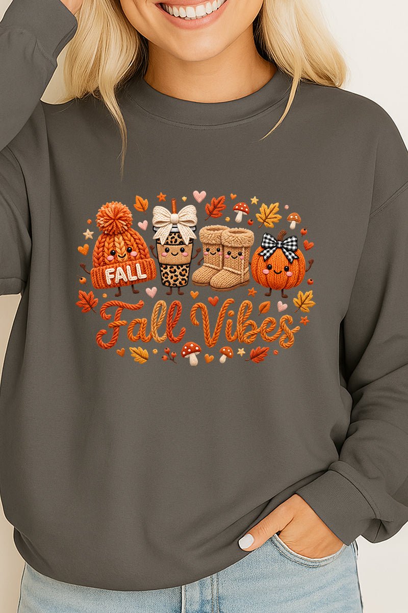 Faux Knit Cozy Fall Vibes Heavy Cotton Long Sleeve Adult product image 4