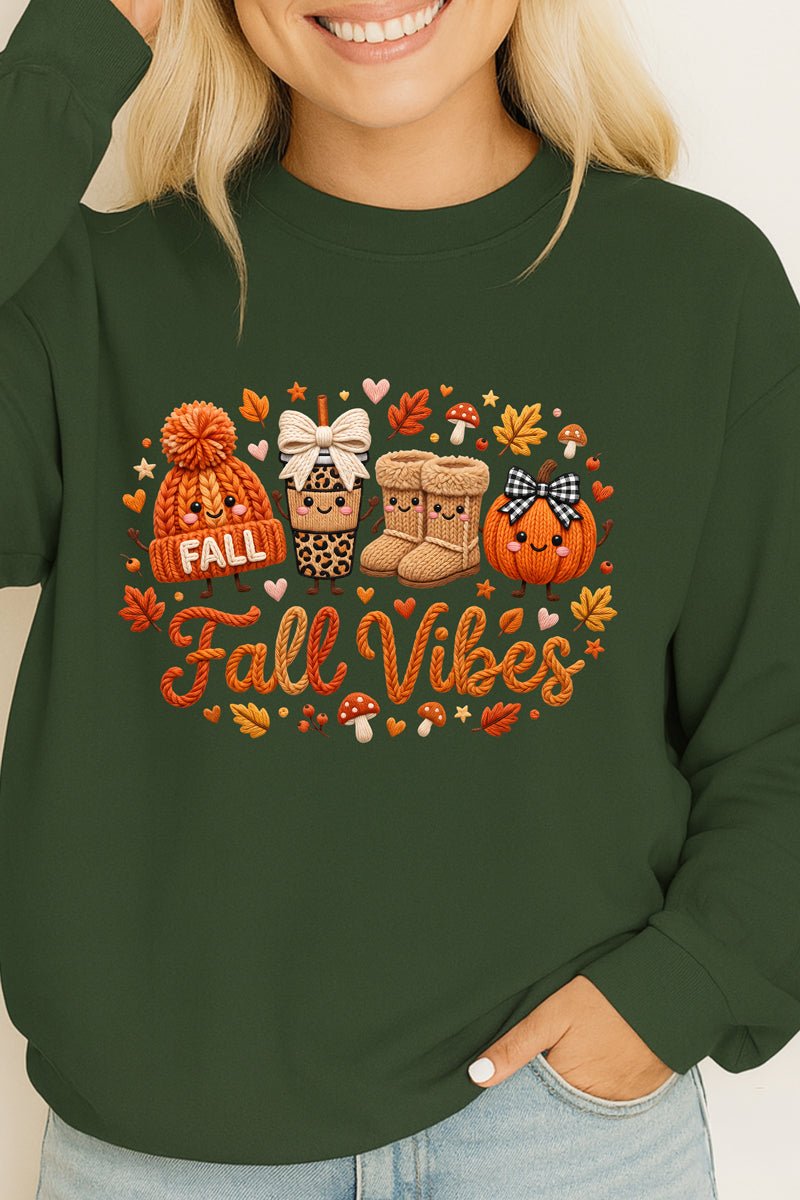 Faux Knit Cozy Fall Vibes Heavy Cotton Long Sleeve Adult product image 1