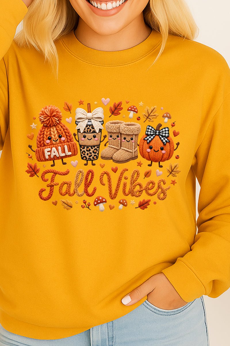 Faux Knit Cozy Fall Vibes Heavy Cotton Long Sleeve Adult product image 5