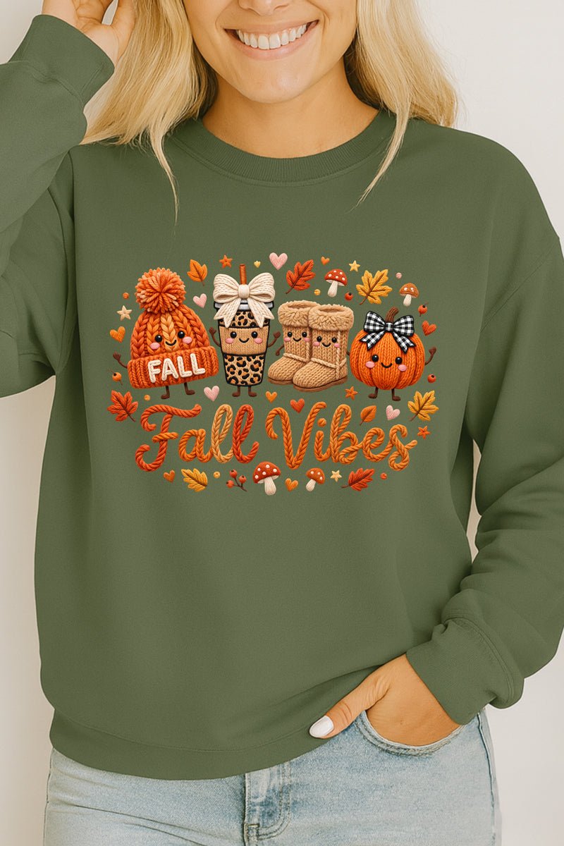 Faux Knit Cozy Fall Vibes Heavy Cotton Long Sleeve Adult product image 7