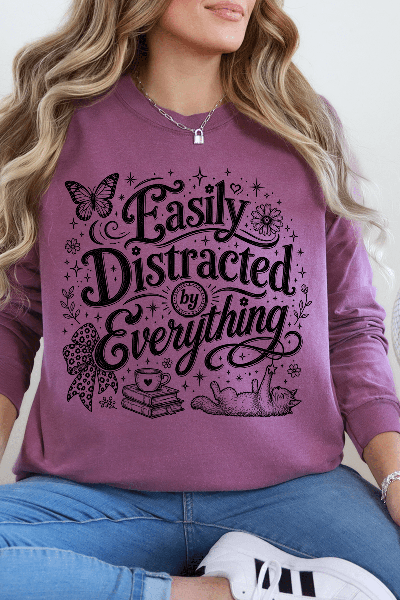 Black Easily Distracted By Everything Comfort Colors product image 3