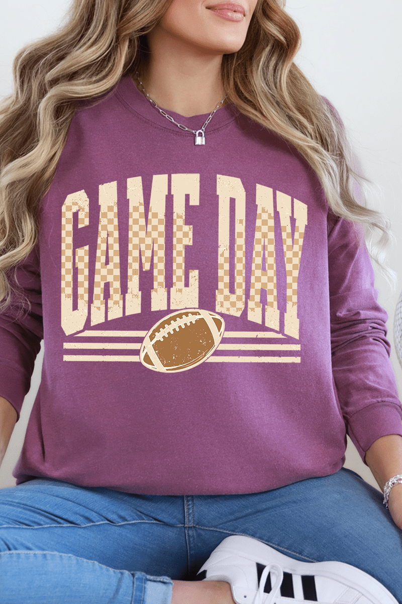 Checkered Taupe Game Day Comfort Colors Heavyweight Long product image 3