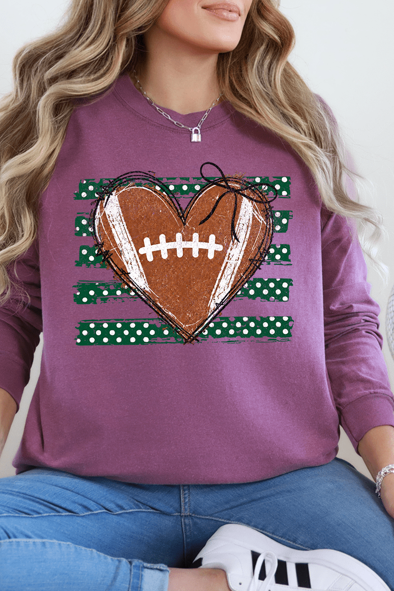 Green Football Sweetheart Comfort Colors Heavyweight Long product image 3