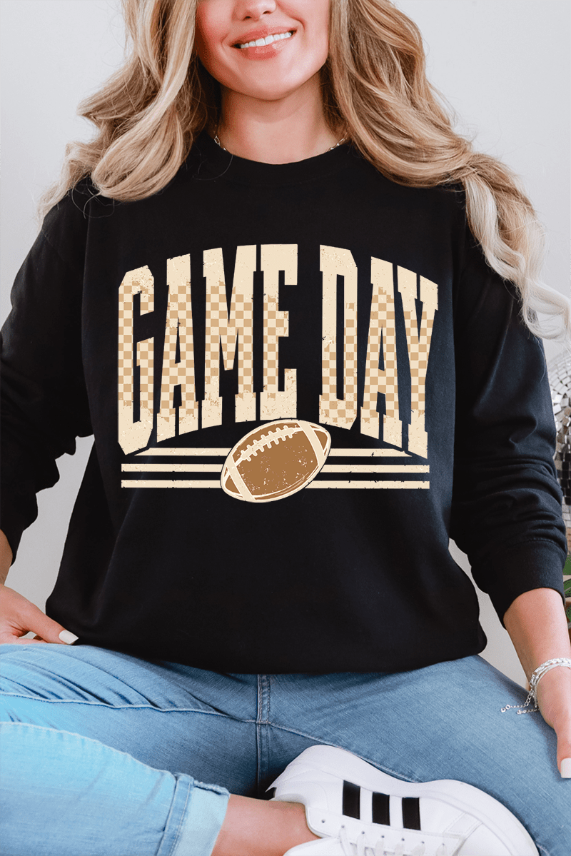 Checkered Taupe Game Day Comfort Colors Heavyweight Long product image 4