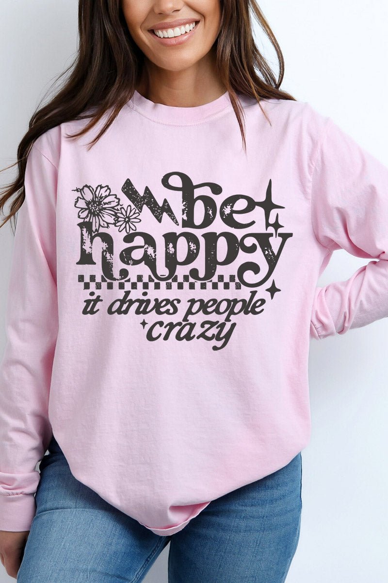 Black Be Happy Comfort Colors Heavyweight Long T-Shirt product image 4