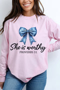 Blue Bow Worthy Comfort Colors Heavyweight Long T-Shirt product image 1