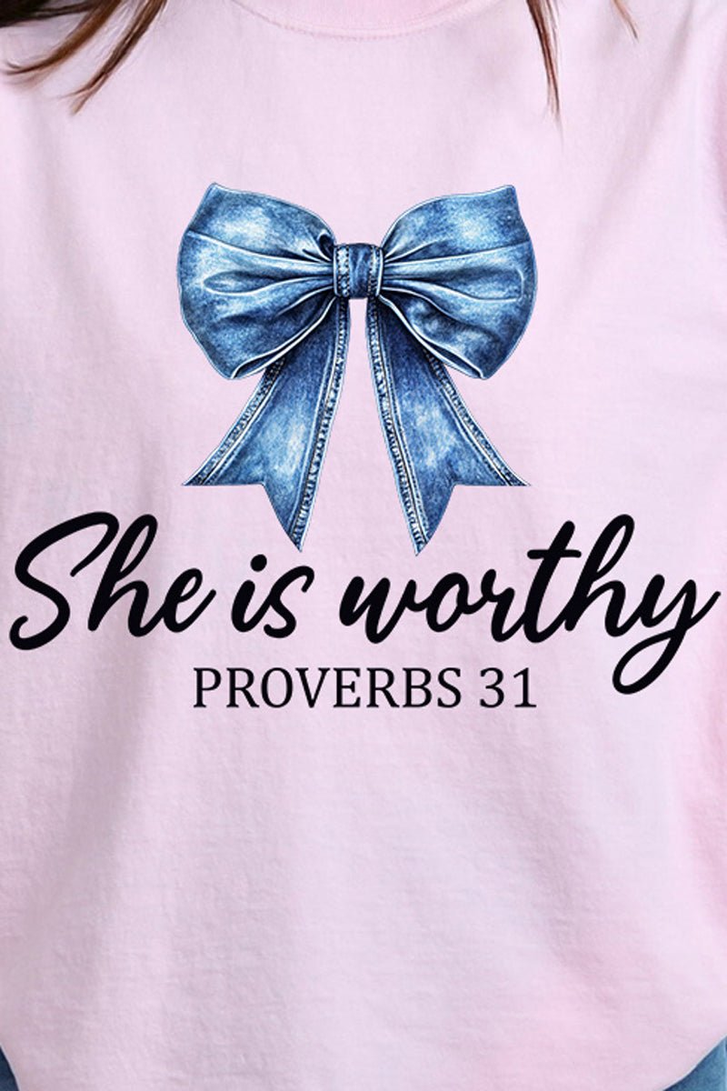 Blue Bow Worthy Comfort Colors Heavyweight Long T-Shirt product image 2