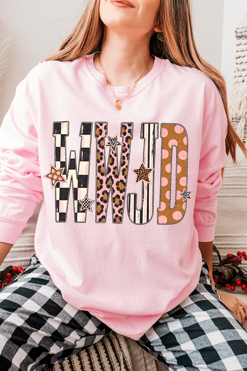 WWJD Pattern Pop Comfort Colors Heavyweight Long T-Shirt product image 4