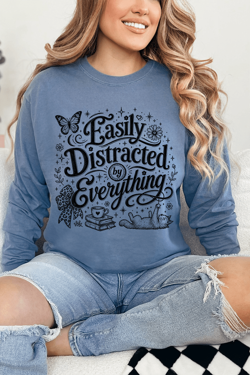 Black Easily Distracted By Everything Comfort Colors product image 1