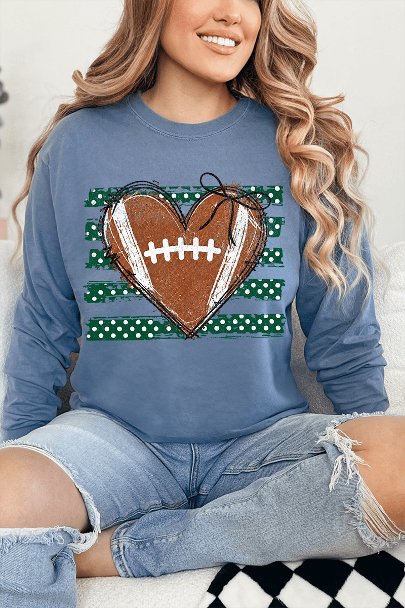 Green Football Sweetheart Comfort Colors Heavyweight Long product image 5