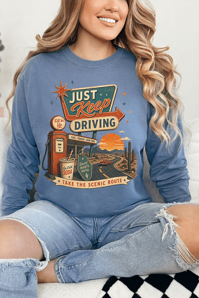 Just Keep Driving Comfort Colors Heavyweight Long T-Shirt product image 4