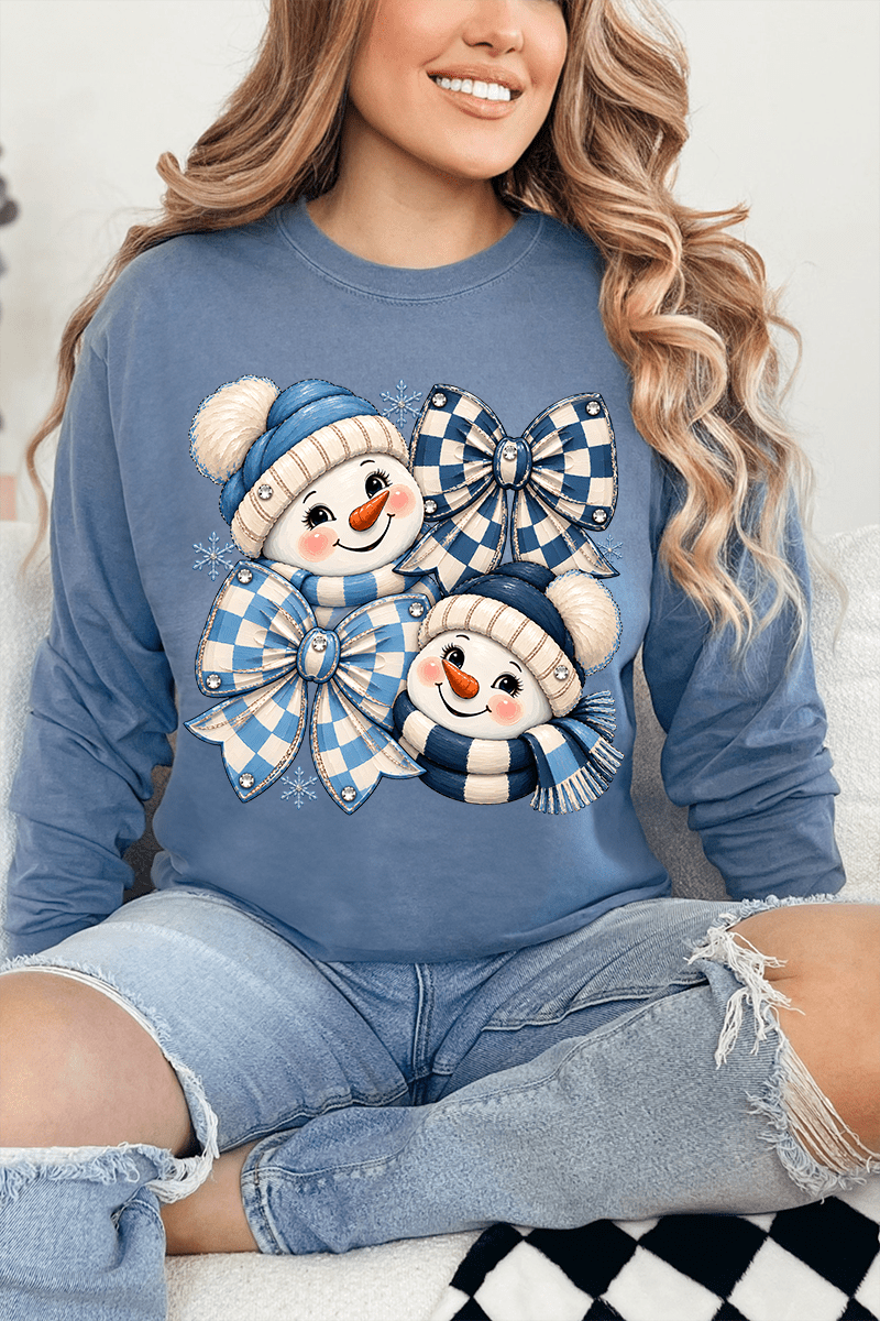 Winter Check Snowmen Comfort Colors Heavyweight Long T-Shirt product image 4