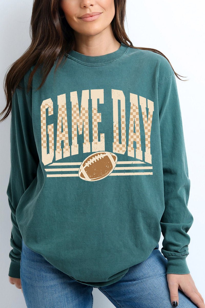 Checkered Taupe Game Day Comfort Colors Heavyweight Long product image 5