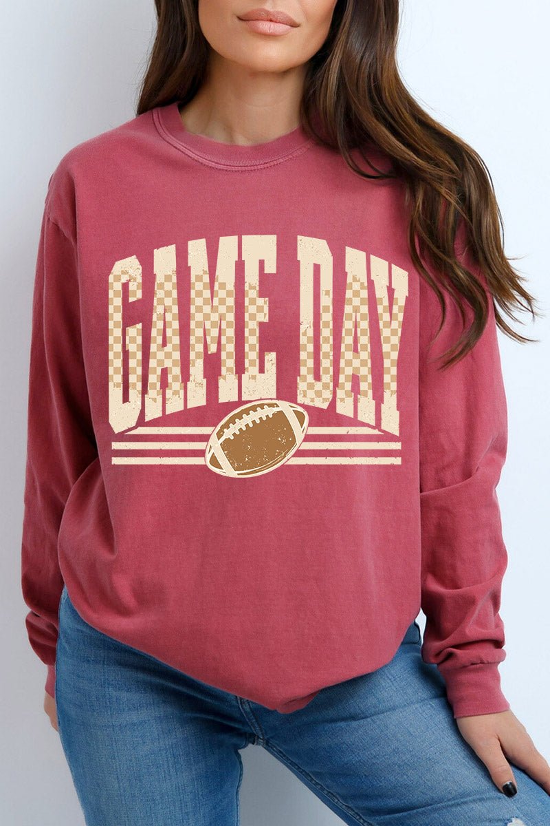 Checkered Taupe Game Day Comfort Colors Heavyweight Long product image 1