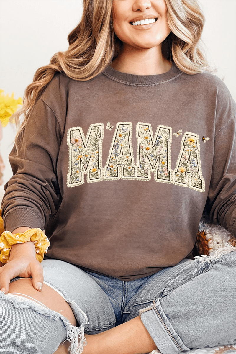 Buzzing Blooms Mama Comfort Colors Heavyweight Long T-Shirt product image 1
