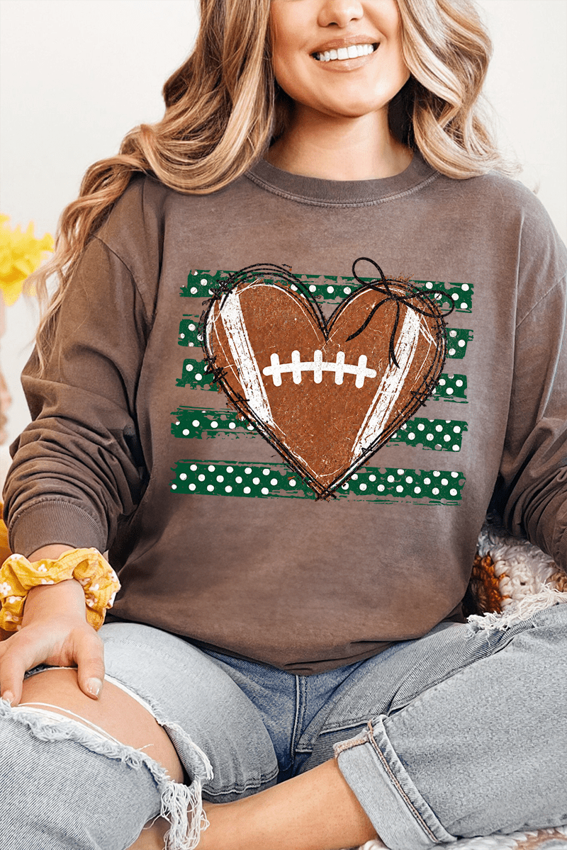 Green Football Sweetheart Comfort Colors Heavyweight Long product image 1