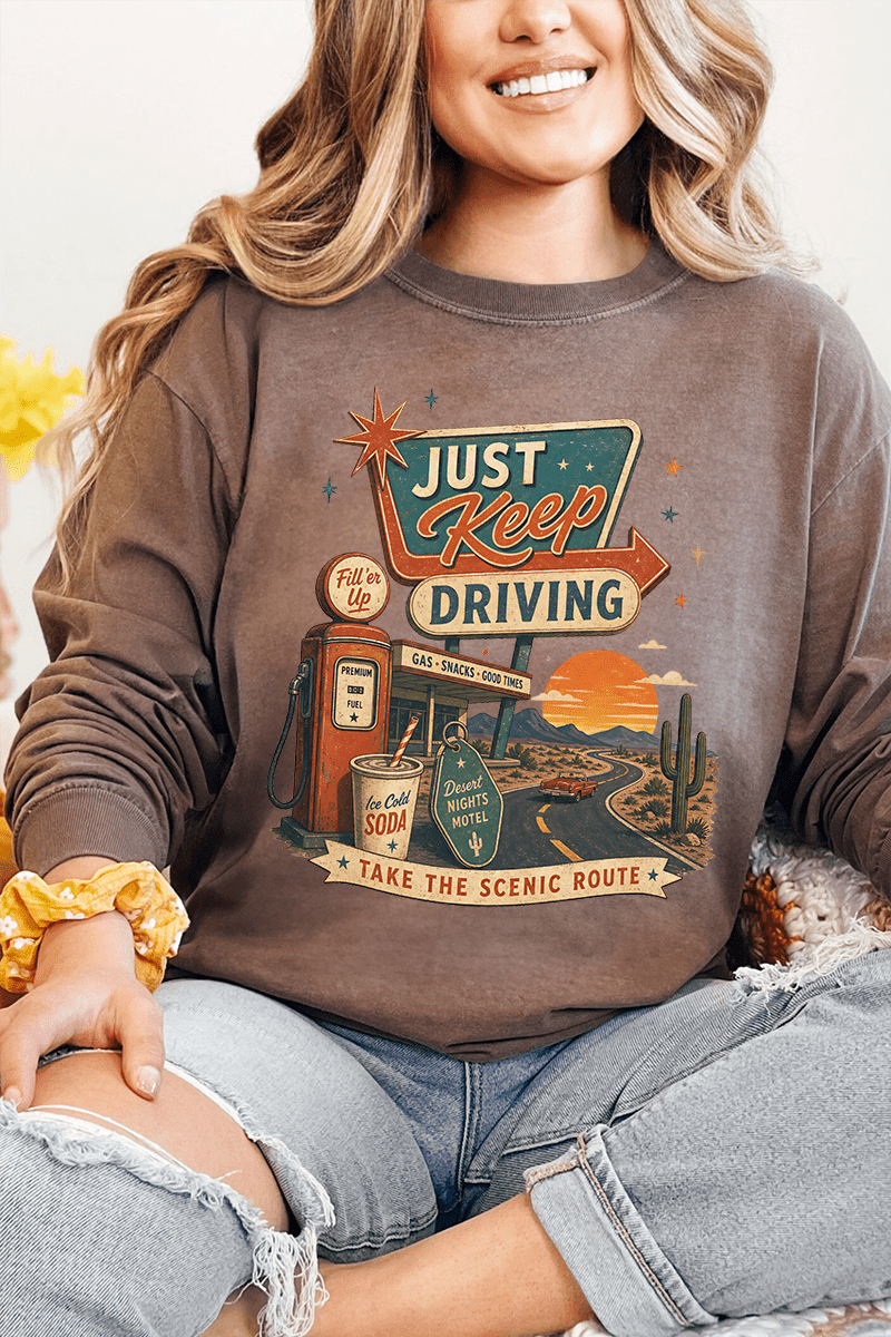 Just Keep Driving Comfort Colors Heavyweight Long T-Shirt product image 5