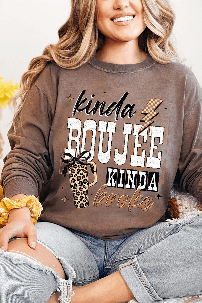 Kinda Boujee Broke Comfort Colors Heavyweight Long T-Shirt product image 5