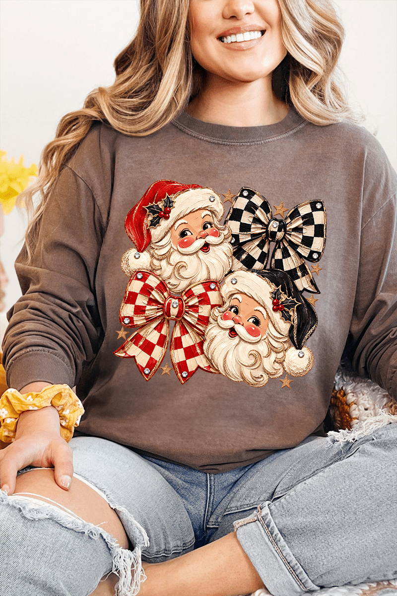 Merry Check Santa Comfort Colors Heavyweight Long T-Shirt product image 4