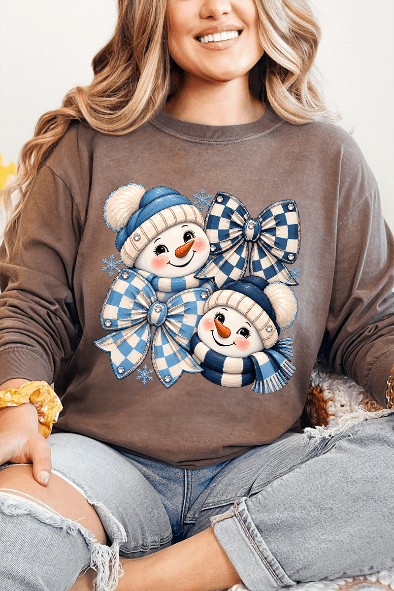 Winter Check Snowmen Comfort Colors Heavyweight Long T-Shirt product image 5
