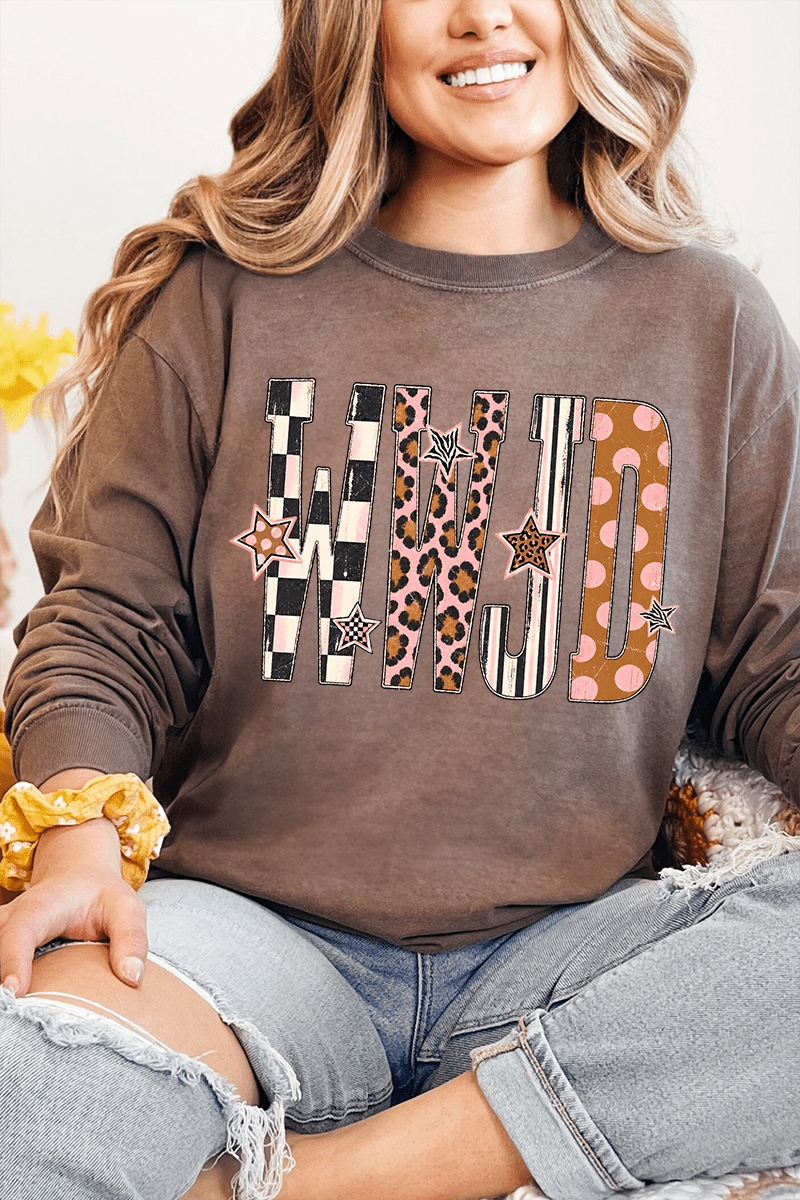 WWJD Pattern Pop Comfort Colors Heavyweight Long T-Shirt product image 1