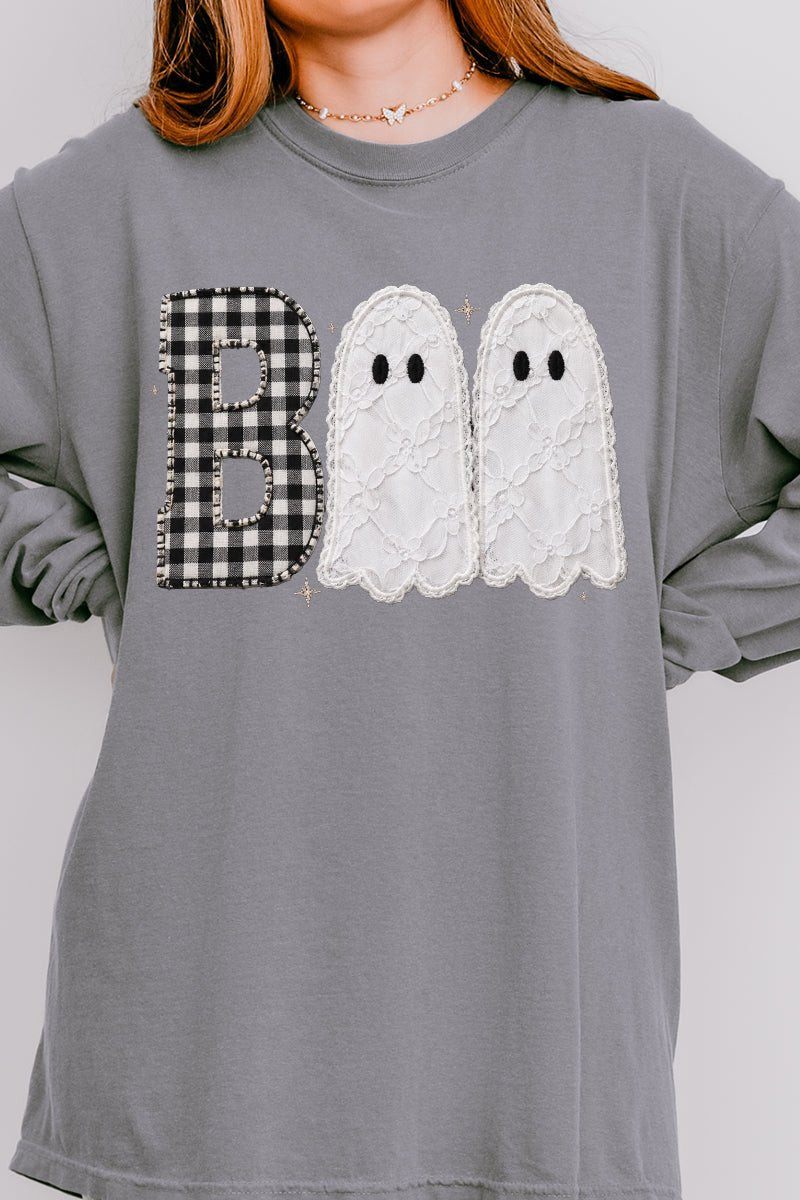 Gingham & Lace Boo Comfort Colors Heavyweight Long T-Shirt product image 6