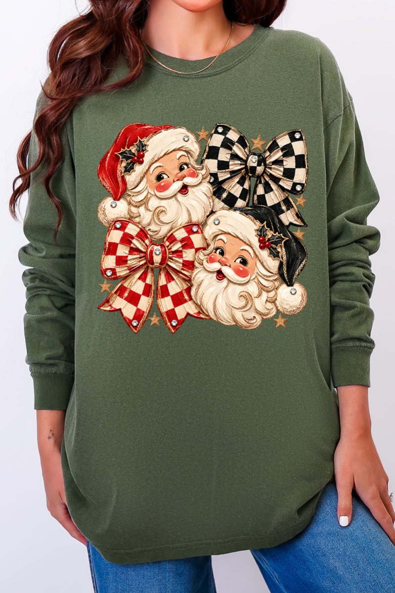 Merry Check Santa Comfort Colors Heavyweight Long T-Shirt product image 5