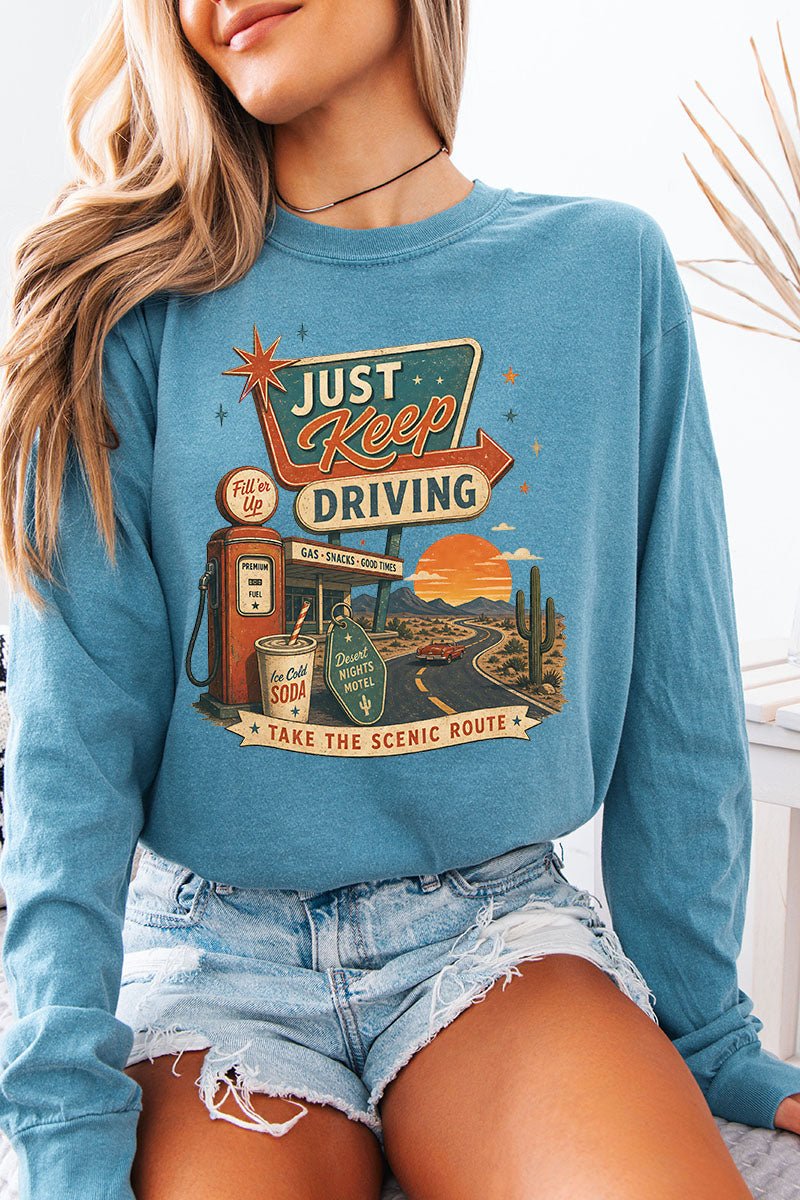 Just Keep Driving Comfort Colors Heavyweight Long T-Shirt product image 1
