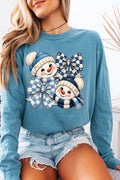 Winter Check Snowmen Comfort Colors Heavyweight Long T-Shirt product image 1