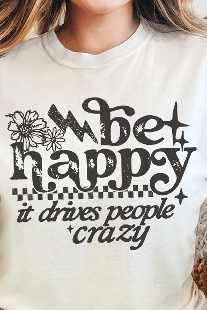 Black Be Happy Comfort Colors Heavyweight Long T-Shirt product image 2