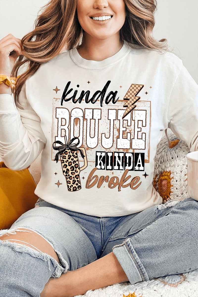 Kinda Boujee Broke Comfort Colors Heavyweight Long T-Shirt product image 1