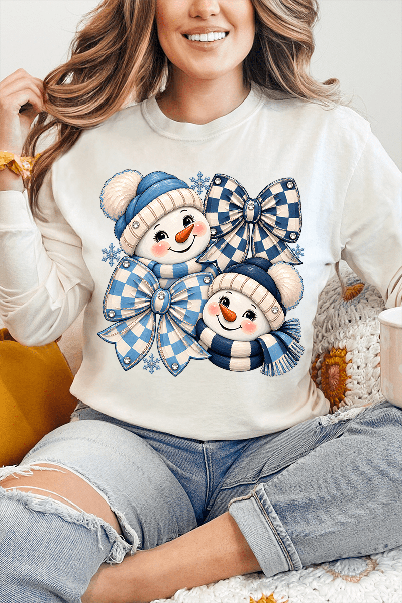 Winter Check Snowmen Comfort Colors Heavyweight Long T-Shirt product image 6