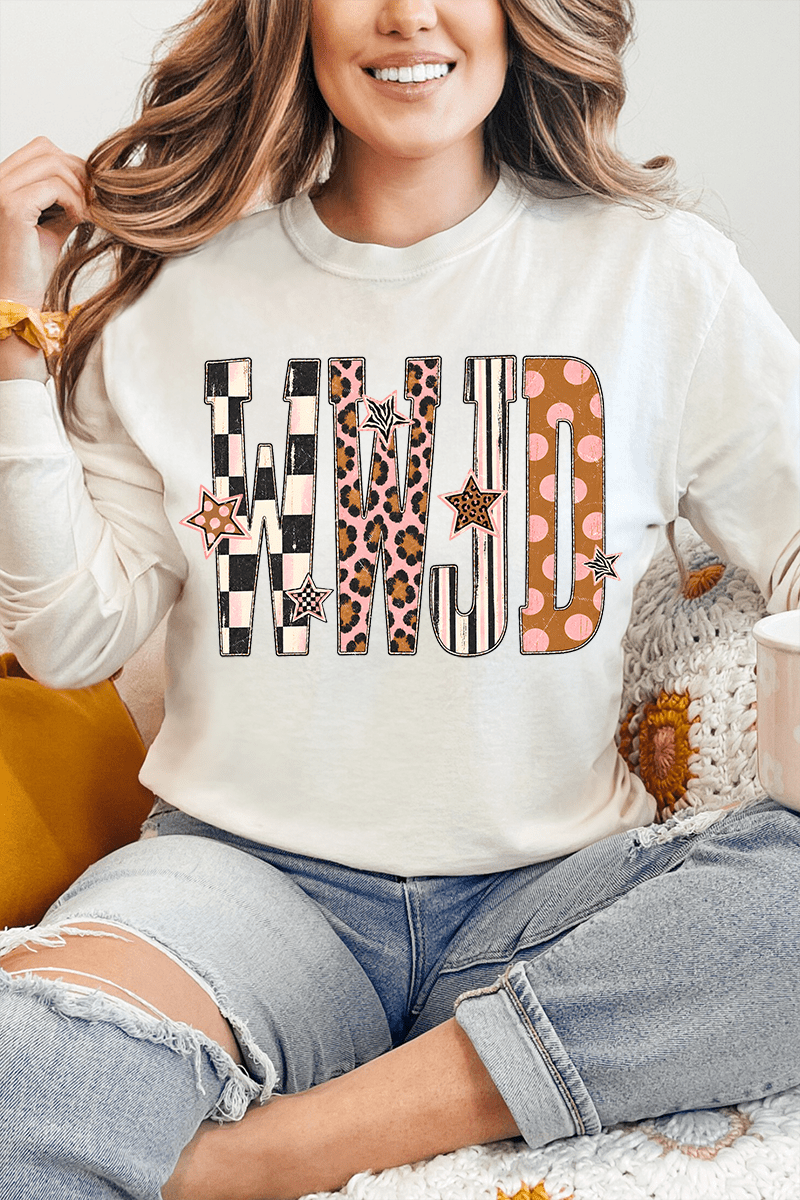 WWJD Pattern Pop Comfort Colors Heavyweight Long T-Shirt product image 5