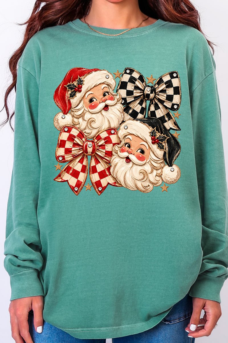 Merry Check Santa Comfort Colors Heavyweight Long T-Shirt product image 7