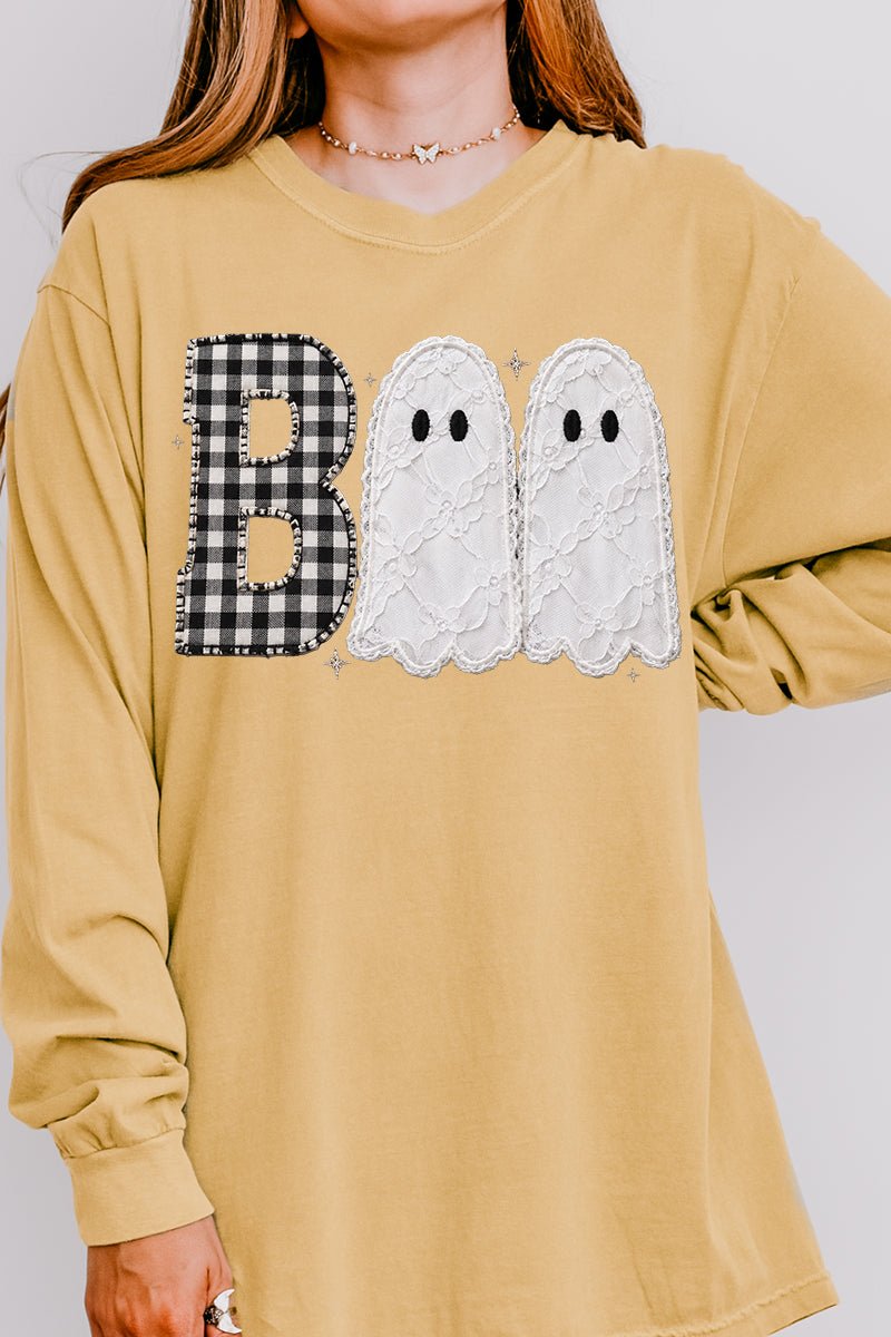 Gingham & Lace Boo Comfort Colors Heavyweight Long T-Shirt product image 7