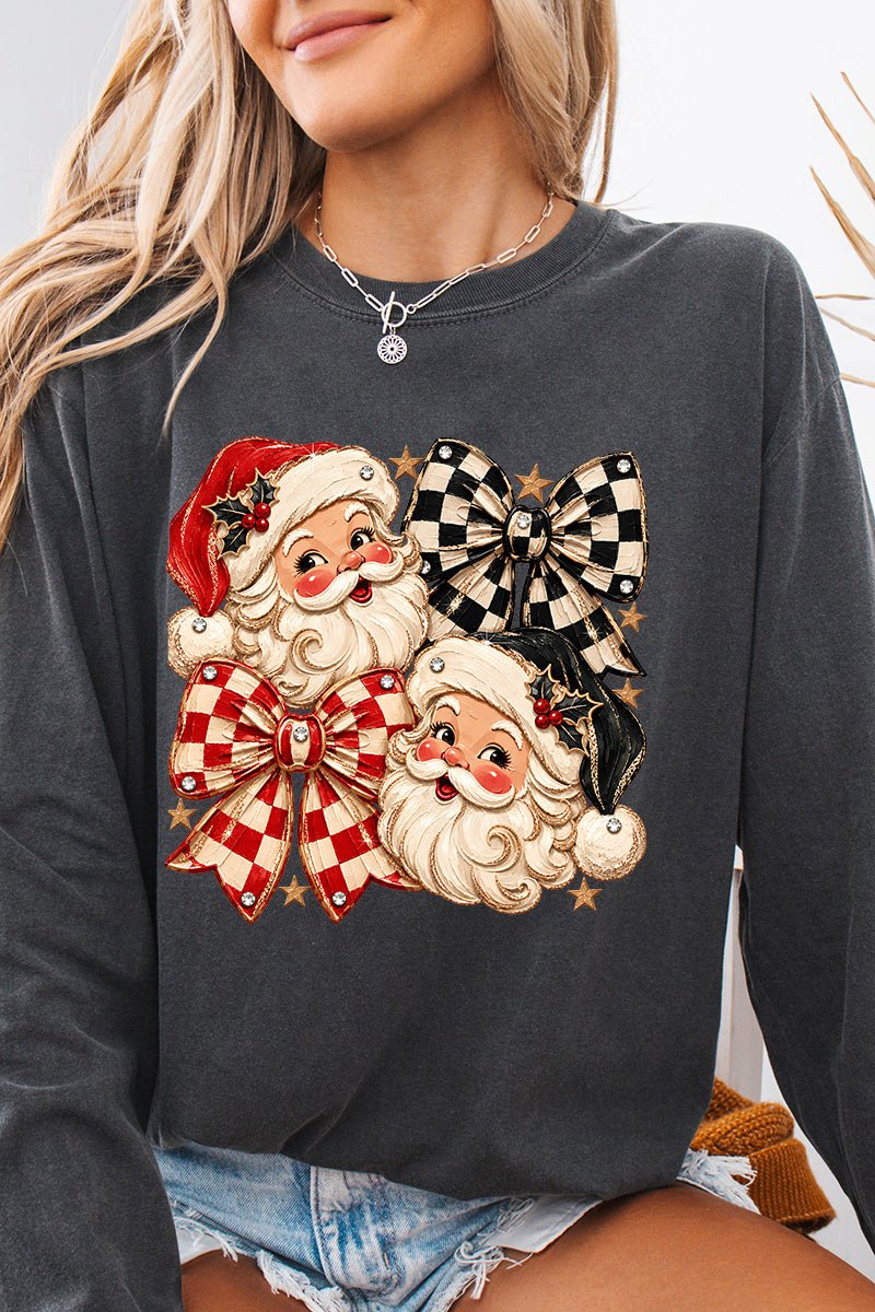 Merry Check Santa Comfort Colors Heavyweight Long T-Shirt product image 8