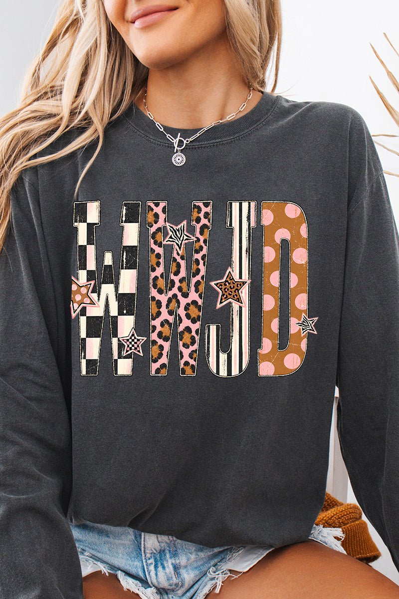 WWJD Pattern Pop Comfort Colors Heavyweight Long T-Shirt product image 6